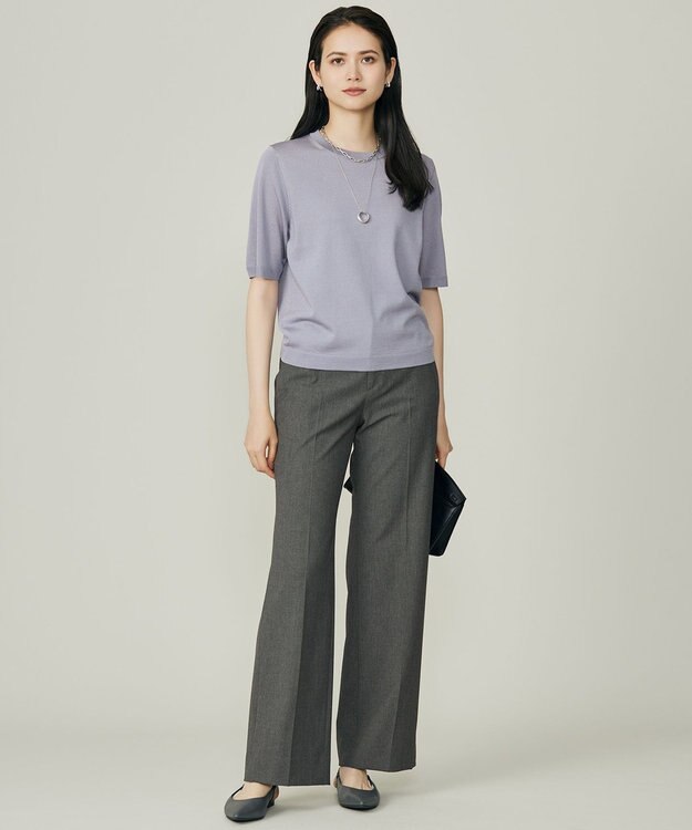 自由区 【アンサンブル対応】アセテートコットンプルオーバー ニット モーヴ