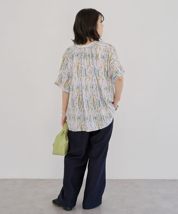 Green Parks Ｉ　アソート柄さらっとレーヨンブラウス Flower Black