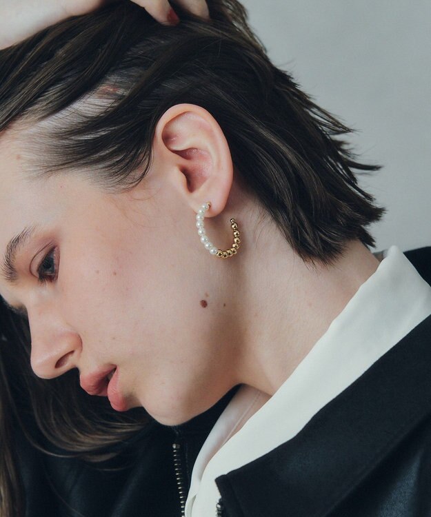YECCA VECCA メタルボールフープピアス Ivory