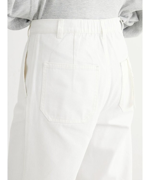 Green Parks ストレートタックデニムパンツ White