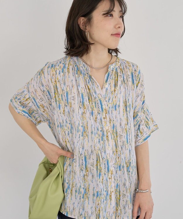 Green Parks Ｉ　アソート柄さらっとレーヨンブラウス Flower Black