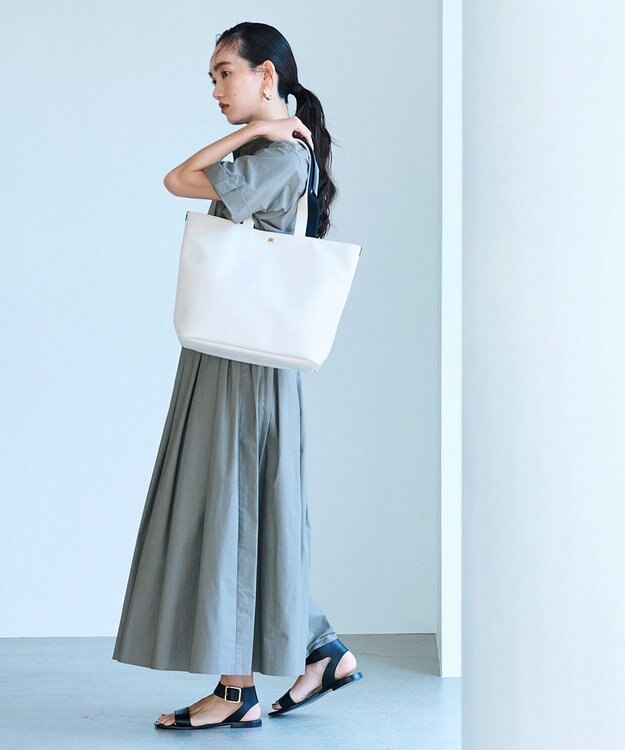 TOPKAPI 【Breath TOPKAPI】SCOTCH GRAIN スコッチグレイン プレーン 2トーンテープ ロングハンドル トートバッグ L クリーム