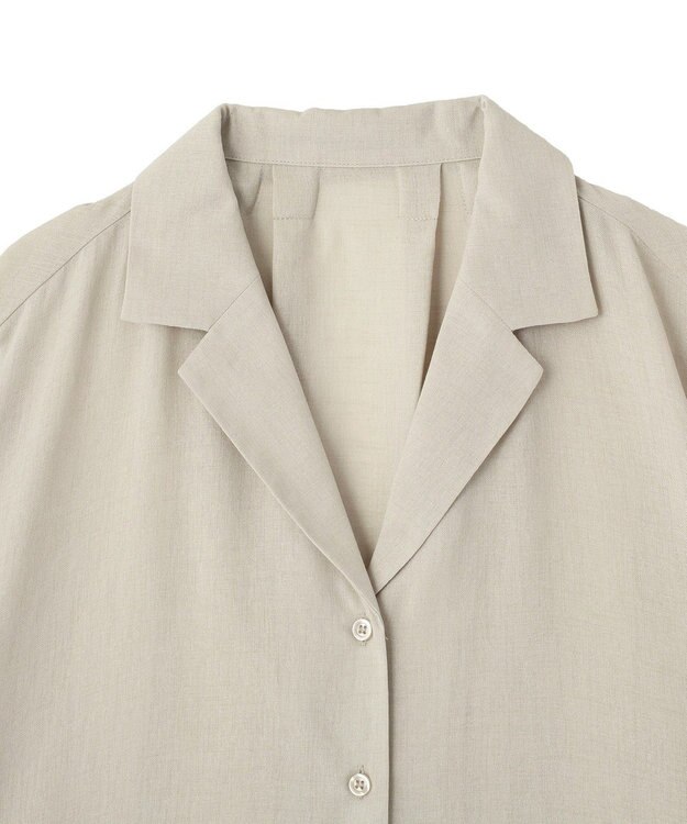 Green Parks 開襟シアーシャツジャケット Gray Beige