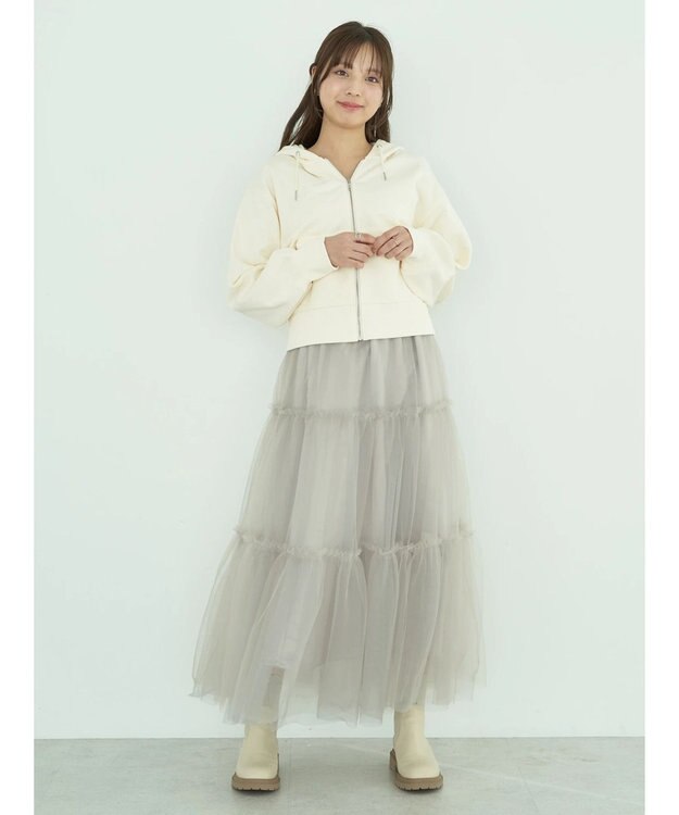 earth music&ecology 裏毛ＺＩＰパーカー Ivory