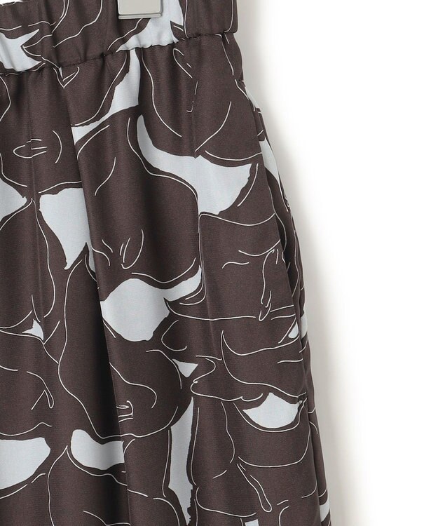 23区 S 【洗える】Ratti フラワーアートプリント ワイド パンツ ダークブラウン×グレー