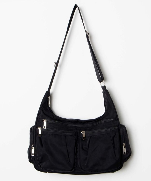 WEGO ポーチ付きナイロンショルダーバッグ ブラック