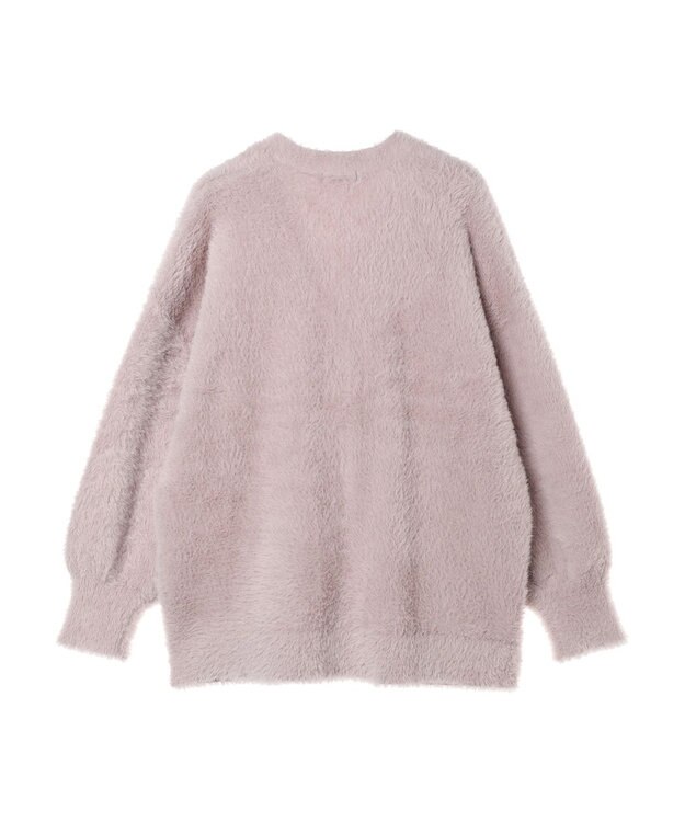 earth music&ecology ロングシャギーＶネックカーディガン Pink Beige