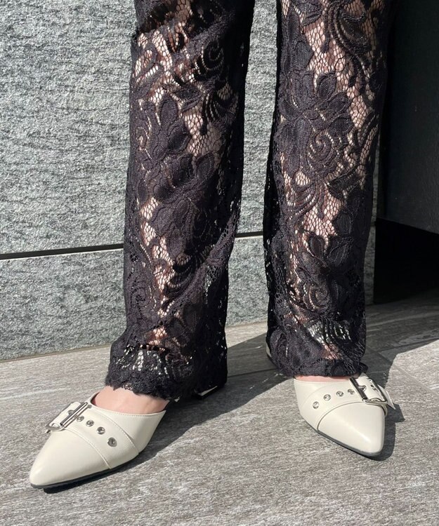 WEGO ハトメベルトポインテッドシューズ オフホワイト