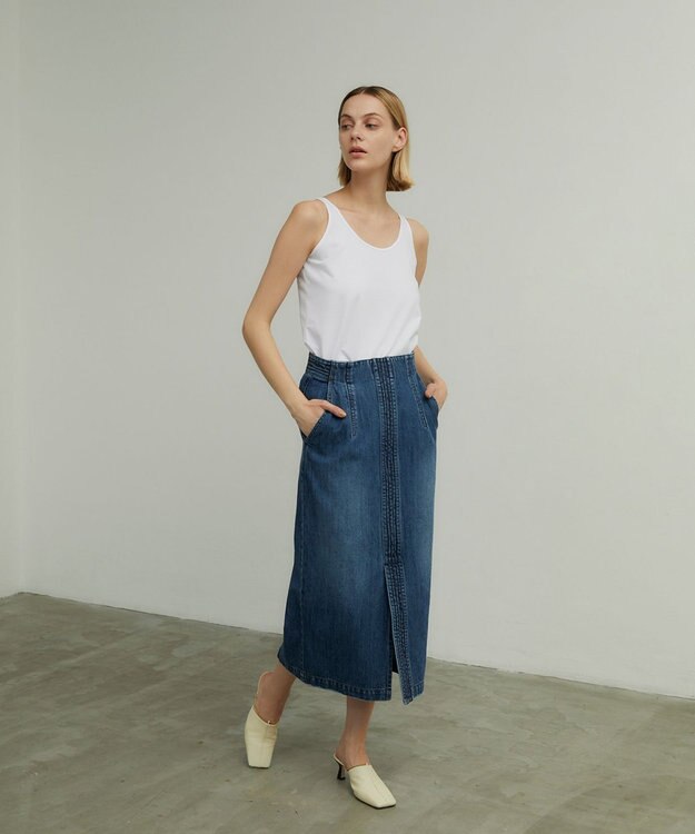 BEIGE， 【洗える】VICTOR / デニムスカート Indigo