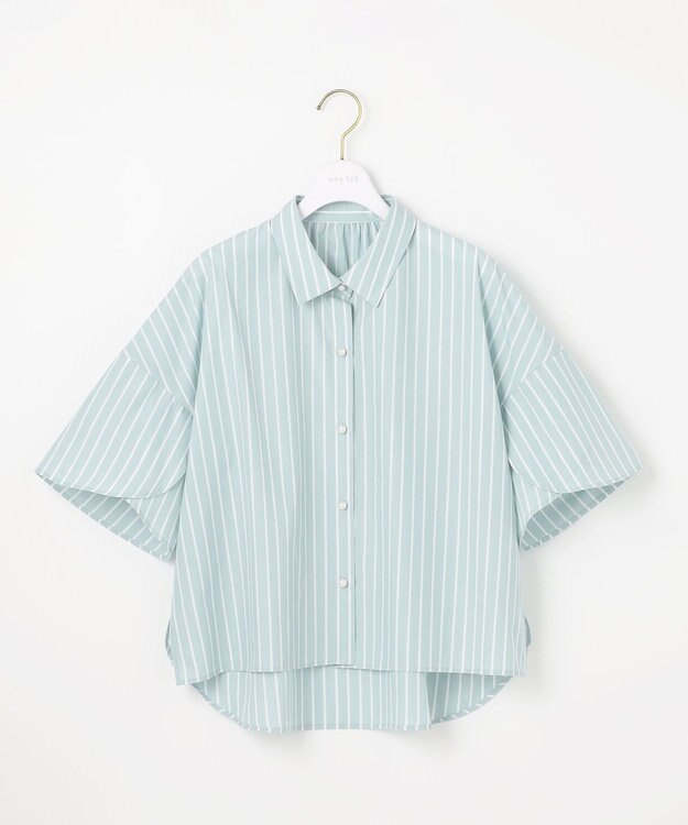 ANY SIS 【洗える】ペタルスリーブ シャツ ミントストライプ