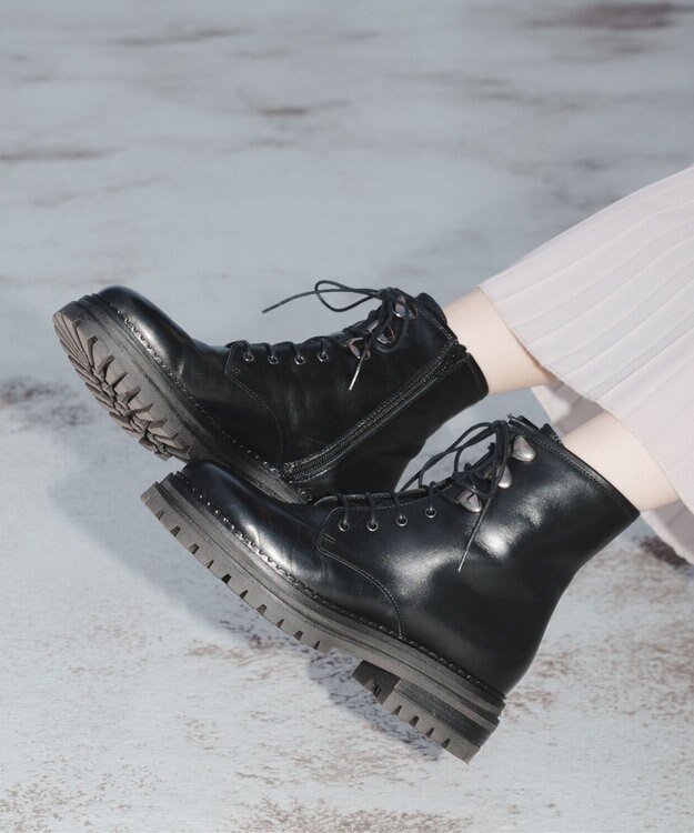 BONTRE 【LucaGrossi/ルカグロッシ】レースアップサイドジップショートブーツ ブラック