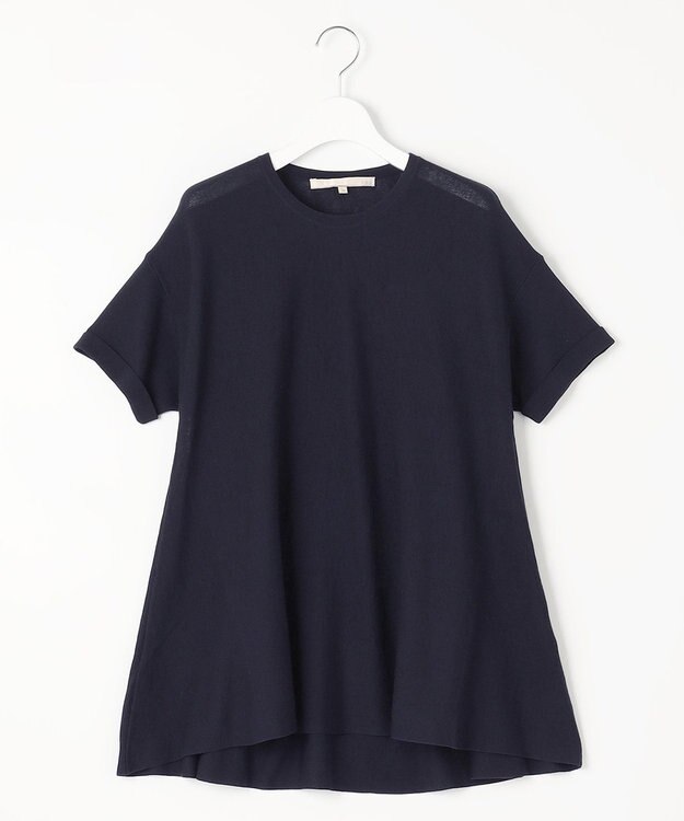 自由区 【WEB限定・洗える・XSサイズあり】ハイツイストコットンアセテートテントライン ニット ネイビー系