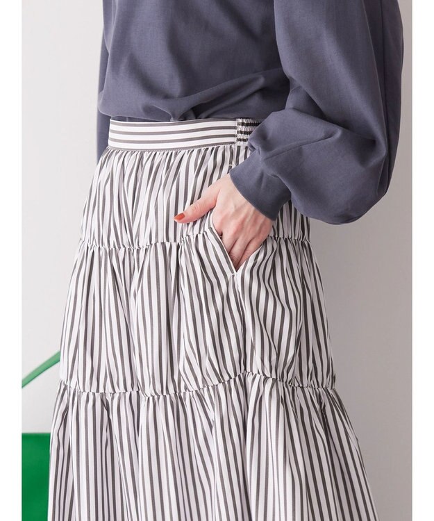 AMERICAN HOLIC ティアードギャザースカート Stripe