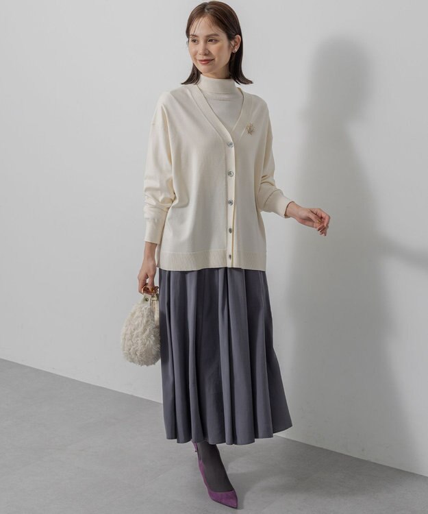 組曲 L 【加藤ローサさん着用 / 2WAY】スムースストレッチカシュクール カーディガン アイボリー系