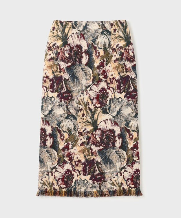 GRACE CONTINENTAL ゴブランジャガードタイトスカート ベージュ