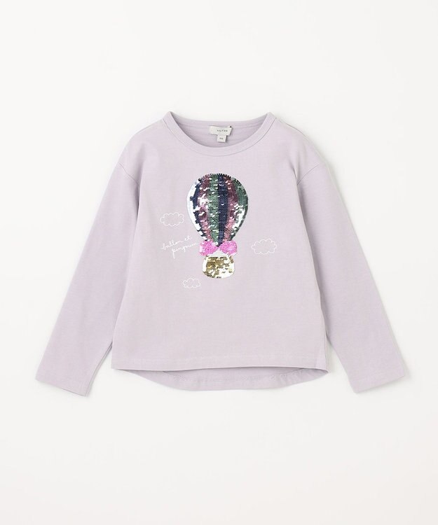 ANY KIDS ミラクルスパンコール 長袖 Ｔシャツ ブルーグレー×気球
