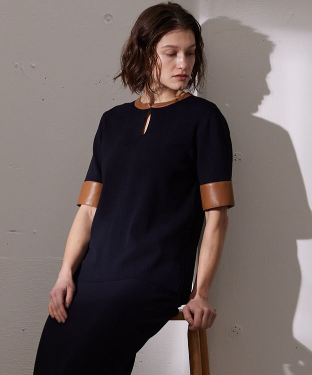 BEIGE， NADIA / ブラウスニットトップス Navy x Camel