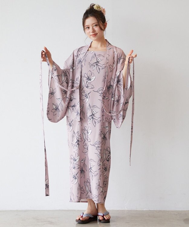 Feroux 【洗える・2WAY】 簡単着付け 浴衣 3点セット ピンク系4