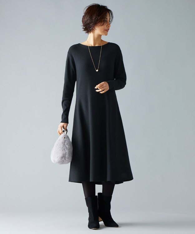 自由区 S 【セットアップ対応】ヴィスコースウールニット ワンピース ブラック系