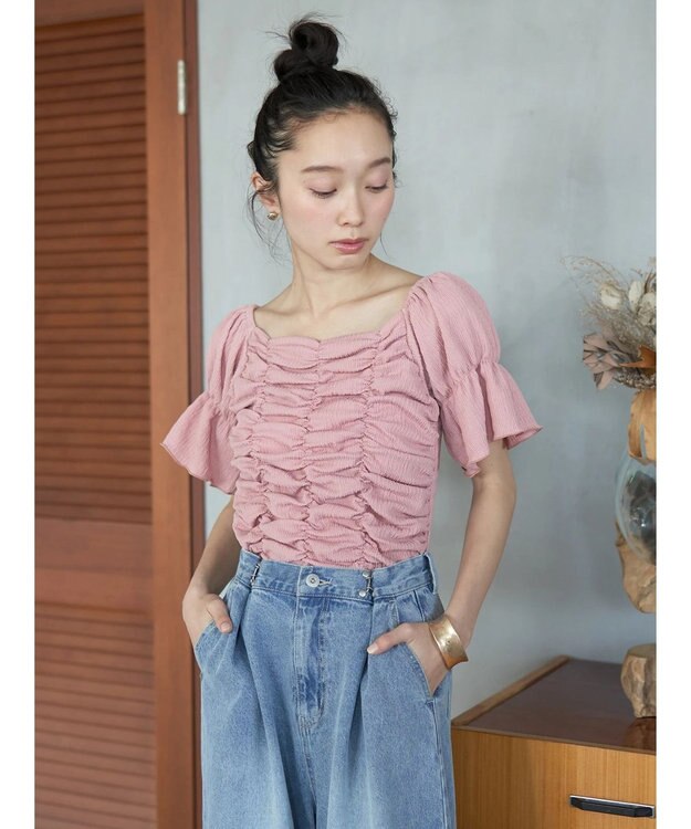 earth music&ecology カットシャーリングプルオーバー Pink