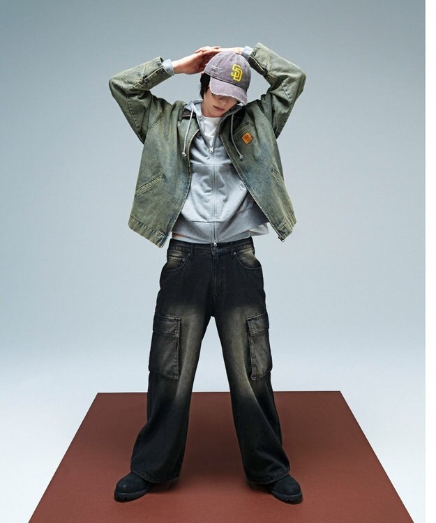 WEGO 【25年秋冬新作/MLサイズ展開】ワーカーズZIPジャケット デニム淡加工色