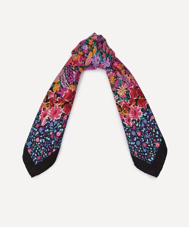 LIBERTY. フローラル メドレー シルクツイル スカーフ 45 ピンク