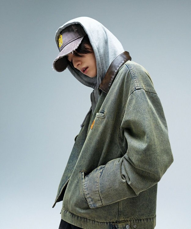 WEGO 【25年秋冬新作/MLサイズ展開】ワーカーズZIPジャケット デニム淡加工色