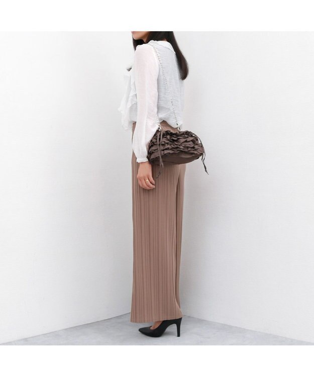 UNBILLION カシュカシュ cachecache / コットンフリルショルダー ダークグレー