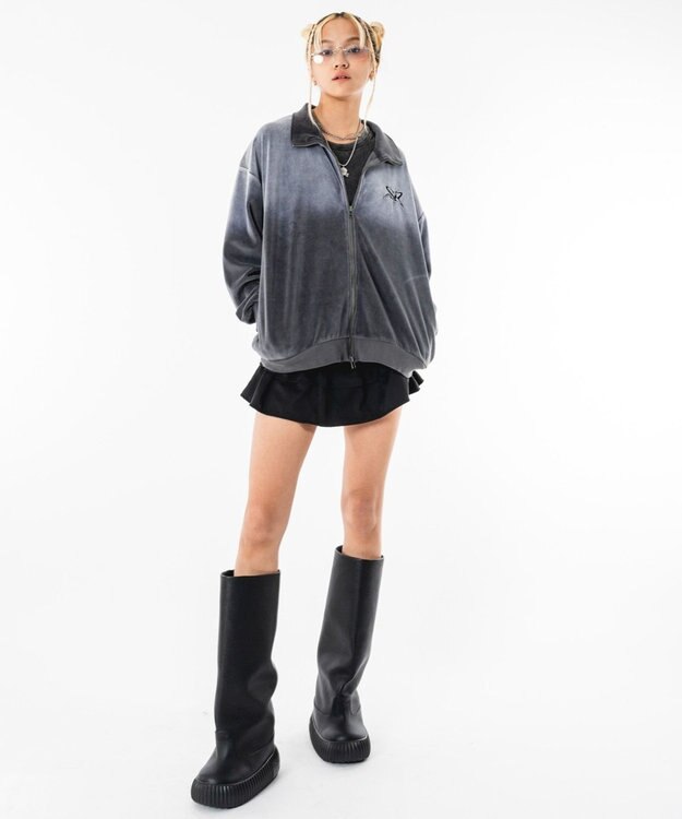 WEGO 【ユニセックス着用ITEM】ブリーチロゴベロアトラックジャケット グレー