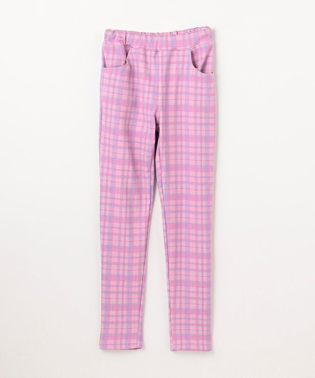 ANY KIDS 7days 裏シャギー 総柄ガーリーパンツ ピンク×チェック