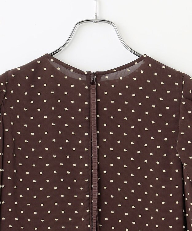 #Newans シアーパフスリーブブラウス ブラウン×イエロードット