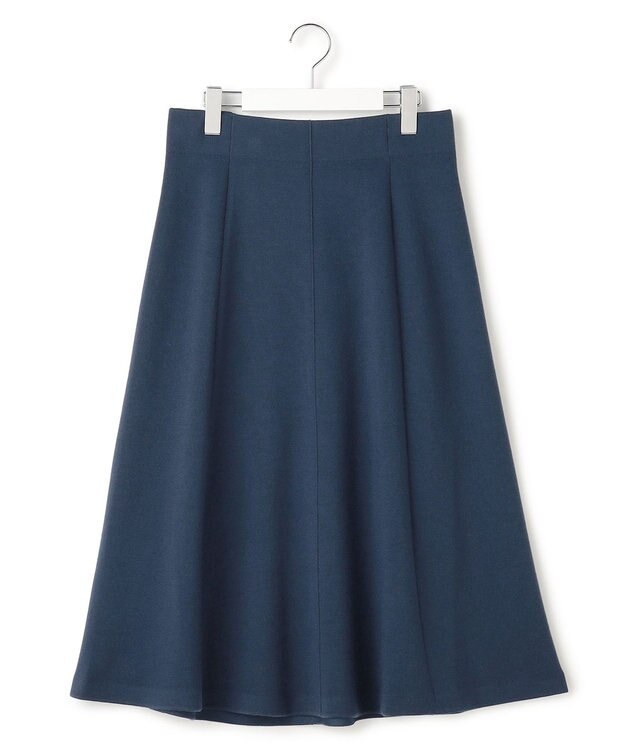 ICB 【洗える】 シルキーウールダブルフェイス ニットフレアスカート ブルーグレー