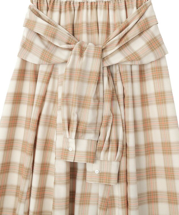 Green Parks イージーケアチェックボリュームスカート Beige