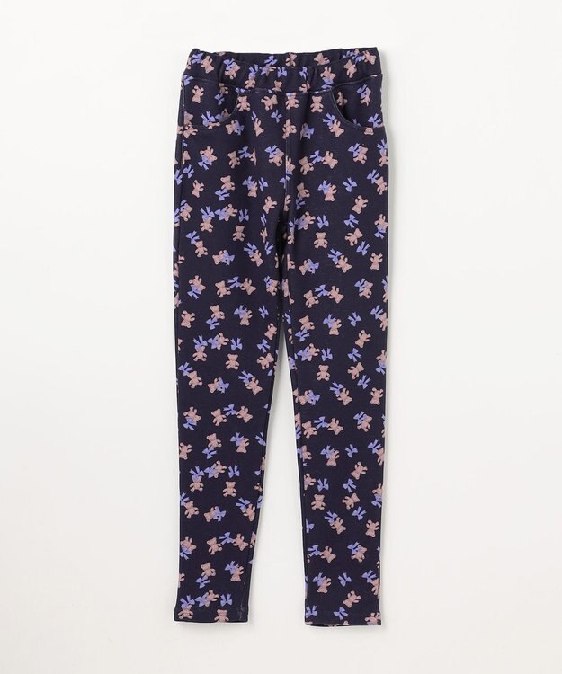 ANY KIDS 7days 裏シャギー 総柄ガーリーパンツ ネイビー×クマ