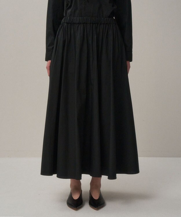 ATON NATURAL DYED COTTON LAWN | ギャザースカート BLACK