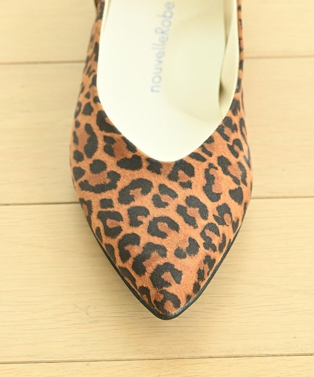 nouvelleRobe Oū 【本革・高反発】Pointed-plain ポインテッドトゥ Vカットレオパードパンプス レオパード