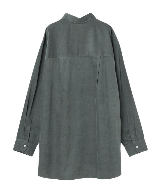 Green Parks 柔らかい細コールシャツ Blue Green