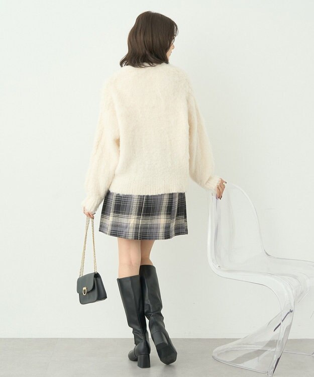 earth music&ecology フワフワパールニットカーディガン Ivory