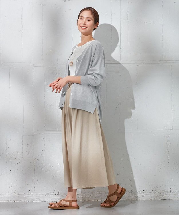 ANY 【洗濯機可能・UVケア】Ｖネック カーディガン トップグレー