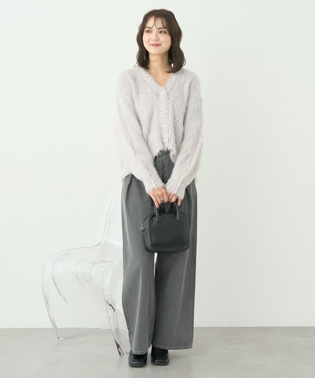 earth music&ecology フワフワパールニットカーディガン Light Gray