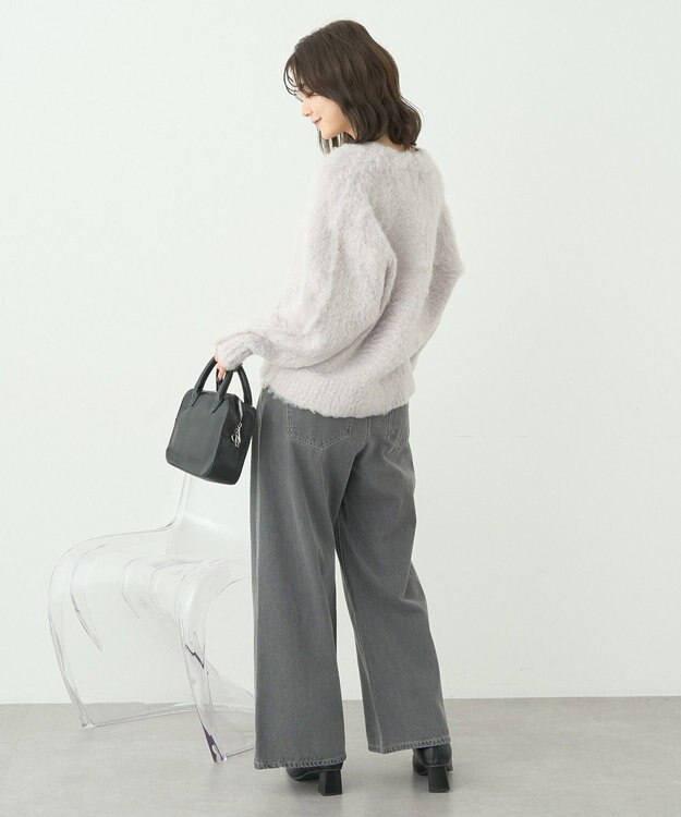 earth music&ecology フワフワパールニットカーディガン Light Gray