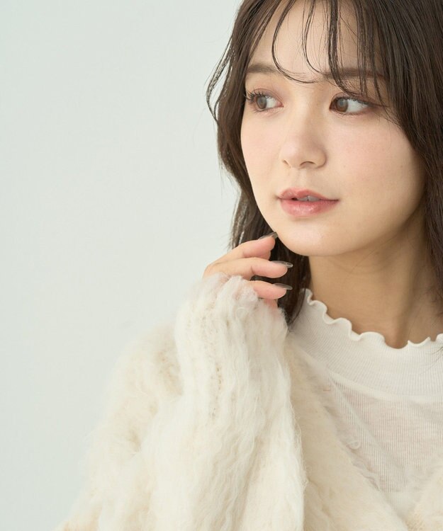 earth music&ecology フワフワパールニットカーディガン Ivory