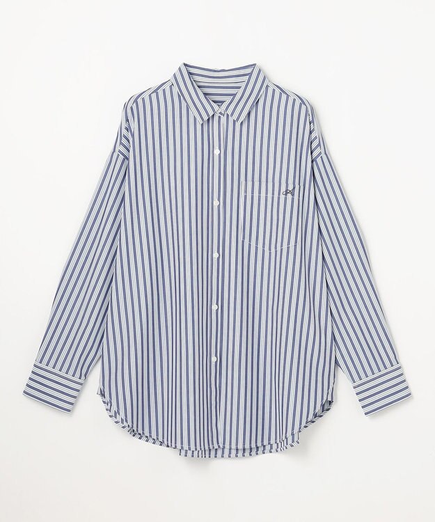 ANY L ＡＮＹオーバーサイズシャツ ブルーストライプ