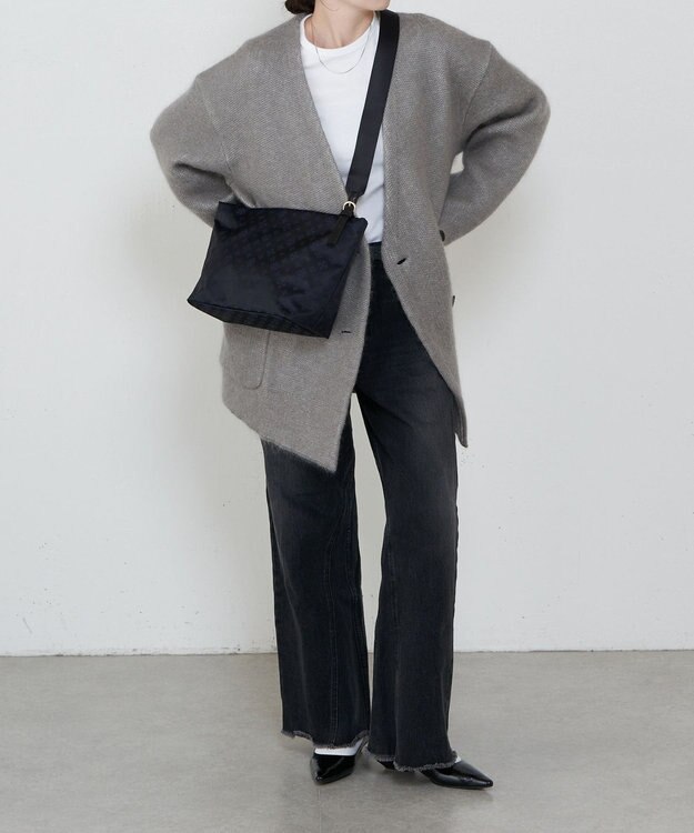 russet ナイロンジャガード2WAYワンハンドルトートバッグ(SF-268) Black/Navy