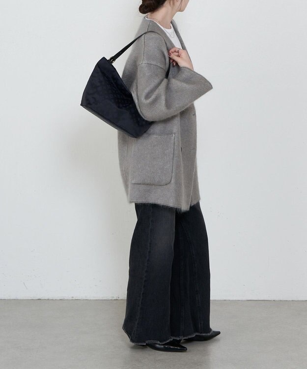 russet ナイロンジャガード2WAYワンハンドルトートバッグ(SF-268) Black/Navy