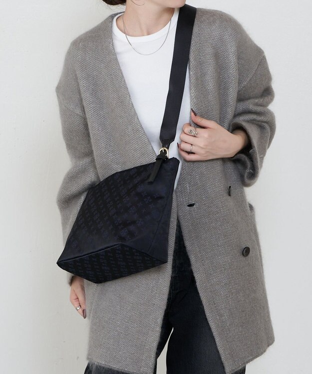 russet ナイロンジャガード2WAYワンハンドルトートバッグ(SF-268) Black/Navy