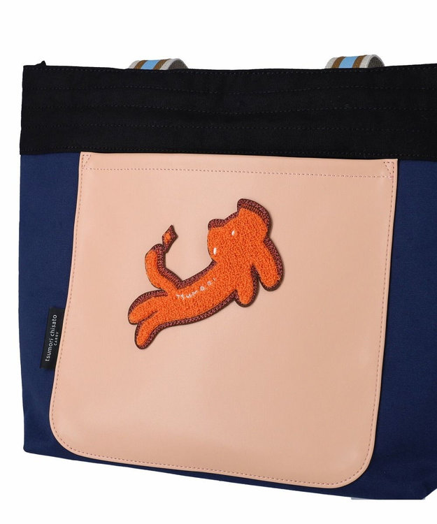 tsumori chisato CARRY キラミックスコンビ トートバッグ 2wayショルダー A4収納 ネコ ネイビー