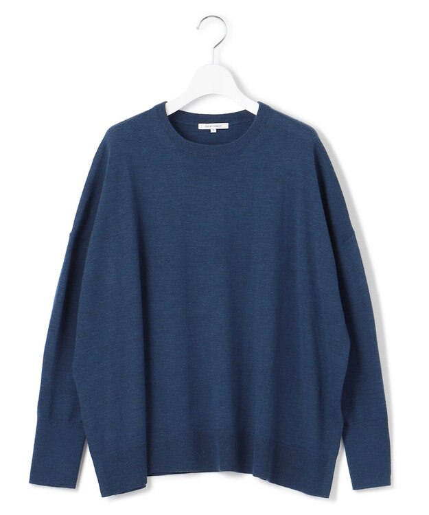 23区 S 【WEB限定カラーあり/洗える】ウーステッドウール ビッグシルエット ニット ダルブルー系