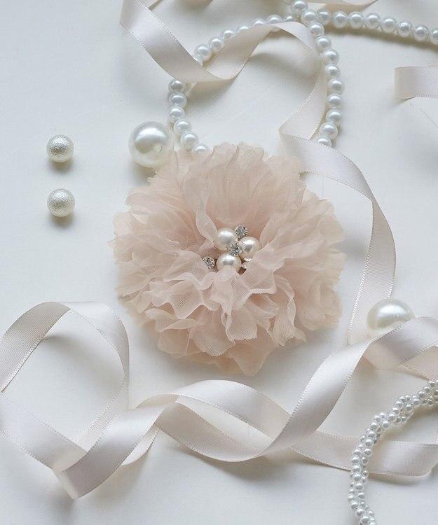 Tiaclasse チュールフラワーコサージュ ライトピンク