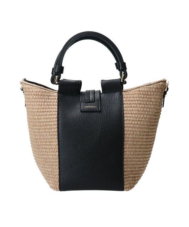 INTER-CHAUSSURES 【LORISTELLA】ラフィアコンビレザーハンドバッグ ブラックコンビ